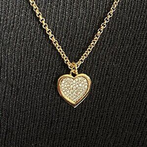 New HEART CZ Micro Pave Necklace Gold HW  ❤️